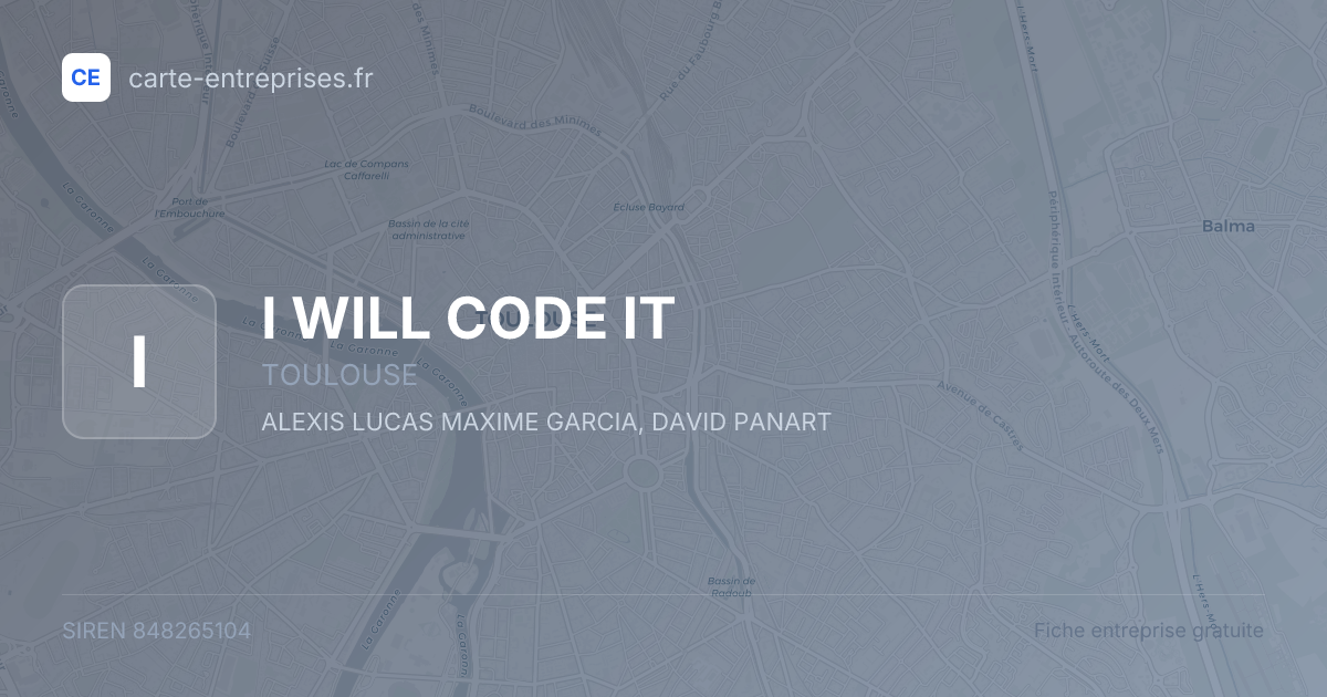 I WILL CODE IT — 848265104 — fiche entreprise
