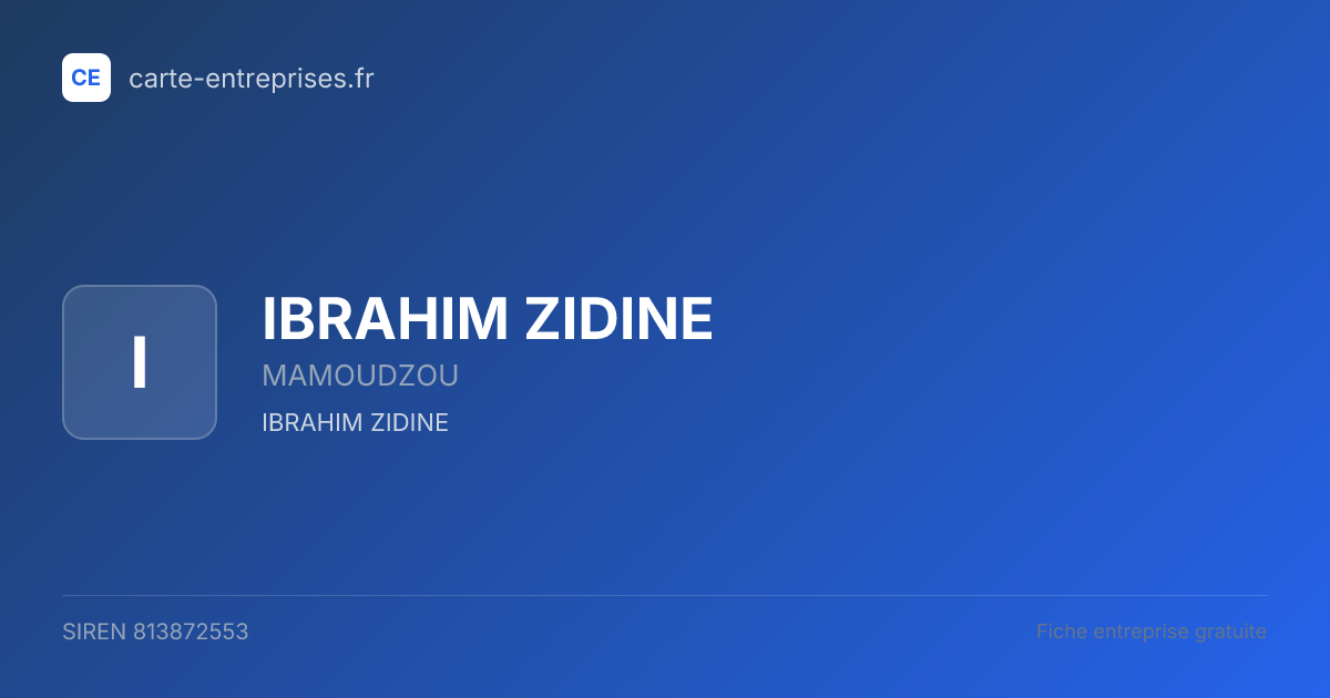IBRAHIM ZIDINE — 813872553 — fiche entreprise