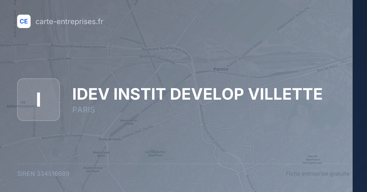 IDEV INSTIT DEVELOP VILLETTE — 334516689 — fiche entreprise