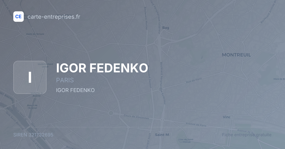 IGOR FEDENKO — 321732695 — fiche entreprise
