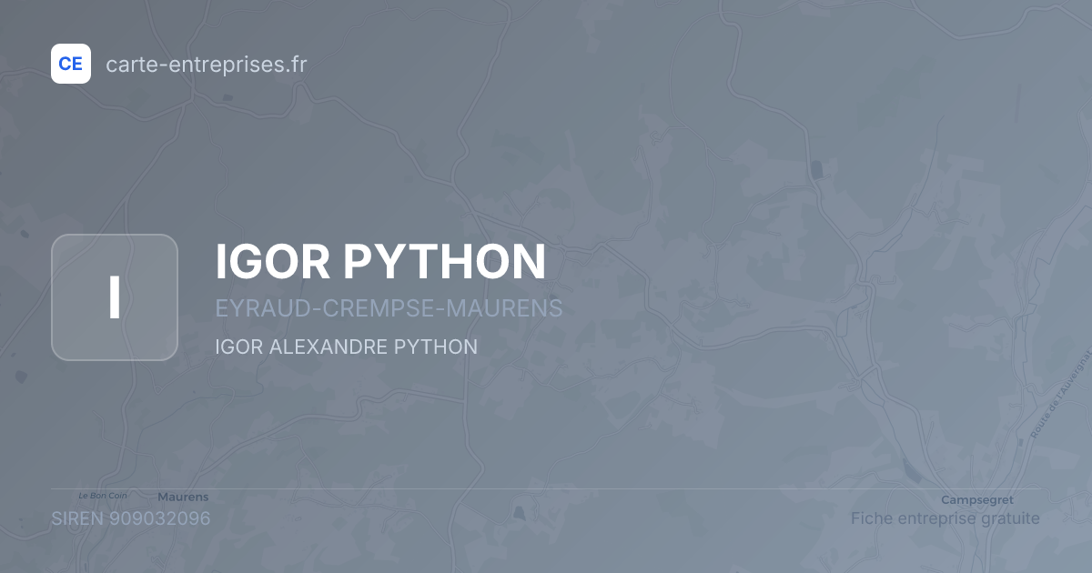 IGOR PYTHON — 909032096 — fiche entreprise