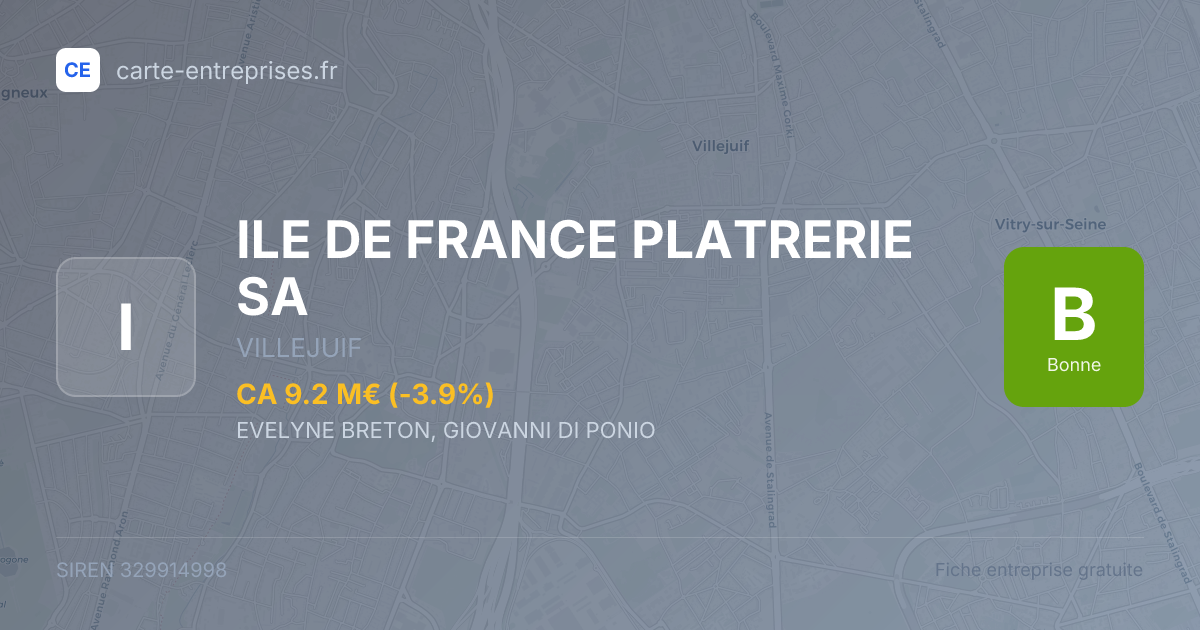 ILE DE FRANCE PLATRERIE SA — 329914998 — fiche entreprise