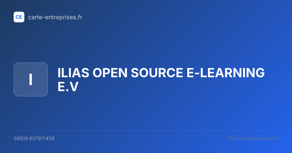 ILIAS OPEN SOURCE E-LEARNING E.V — 837971456 — fiche entreprise