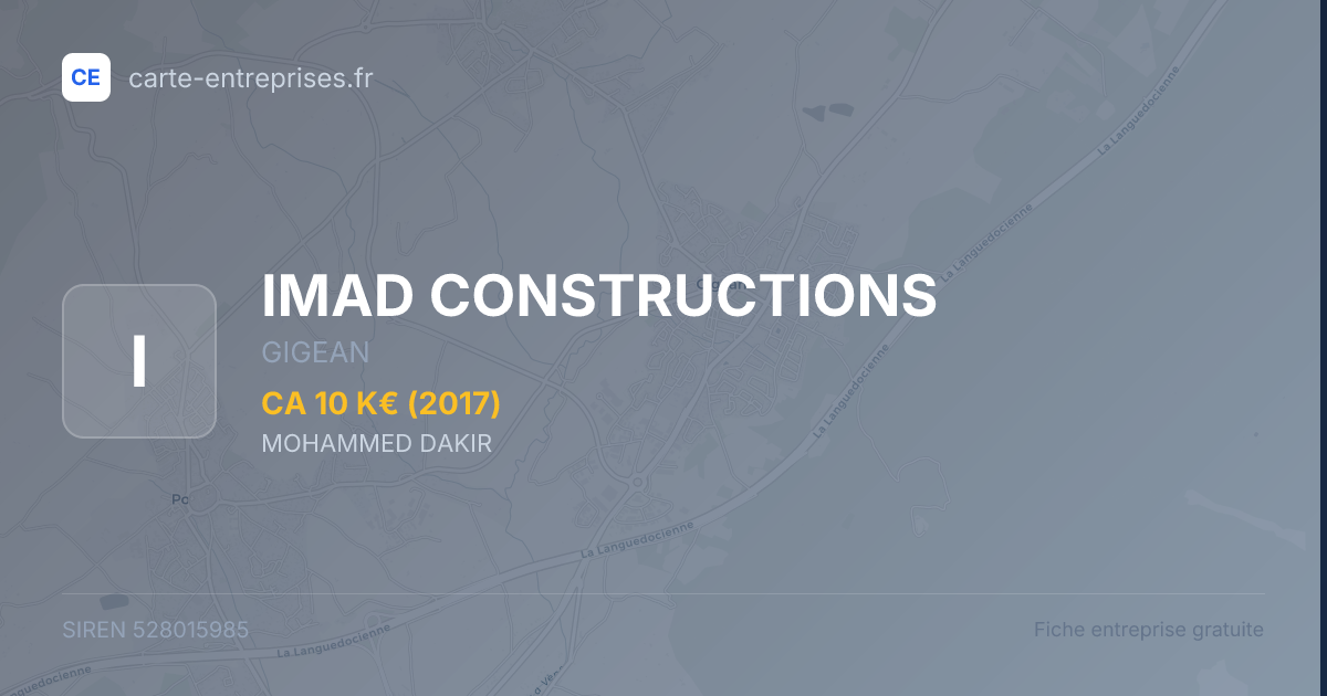 IMAD CONSTRUCTIONS — 528015985 — fiche entreprise