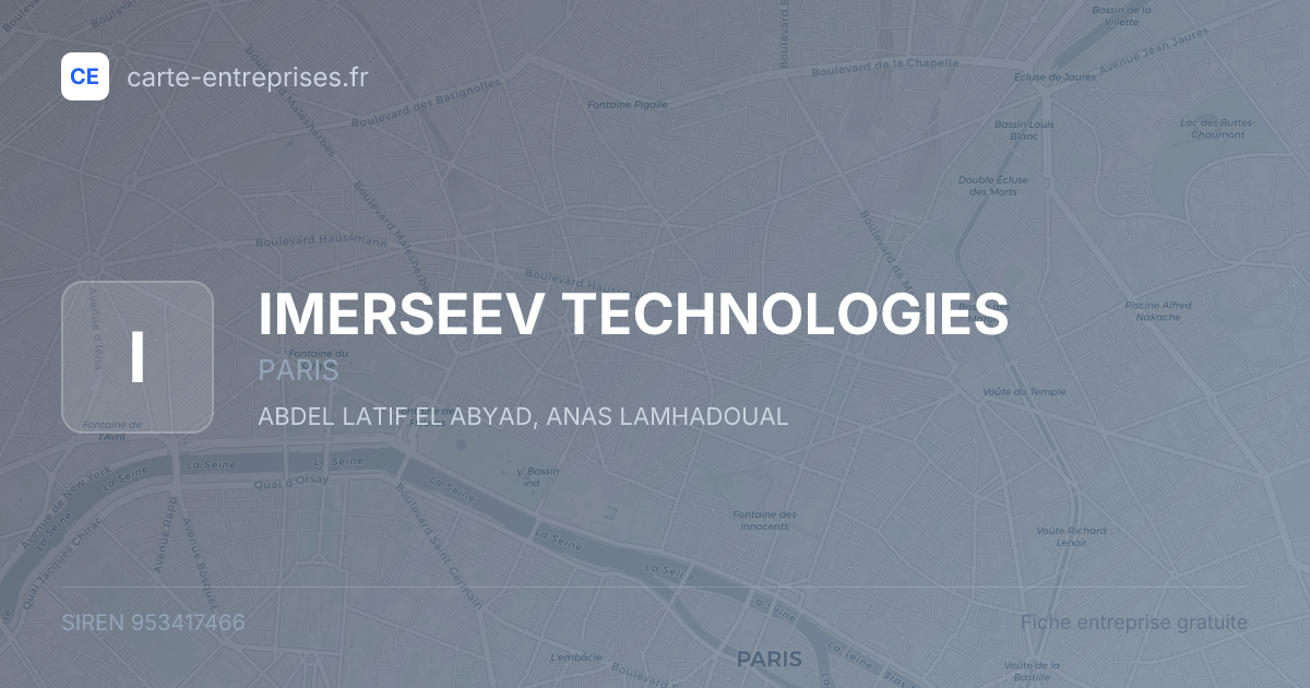 IMERSEEV TECHNOLOGIES — 953417466 — fiche entreprise