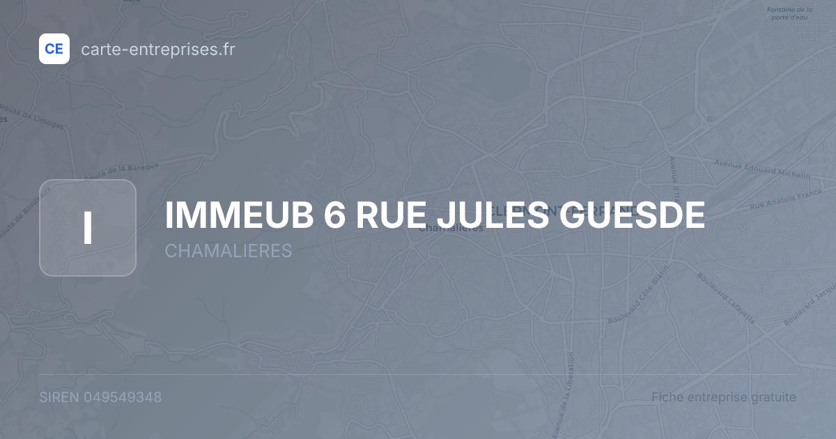 IMMEUB 6 RUE JULES GUESDE — 049549348 — fiche entreprise