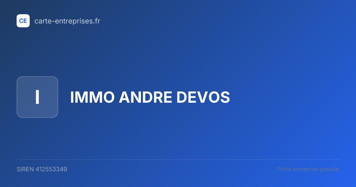 IMMO ANDRE DEVOS — 412553349 — fiche entreprise