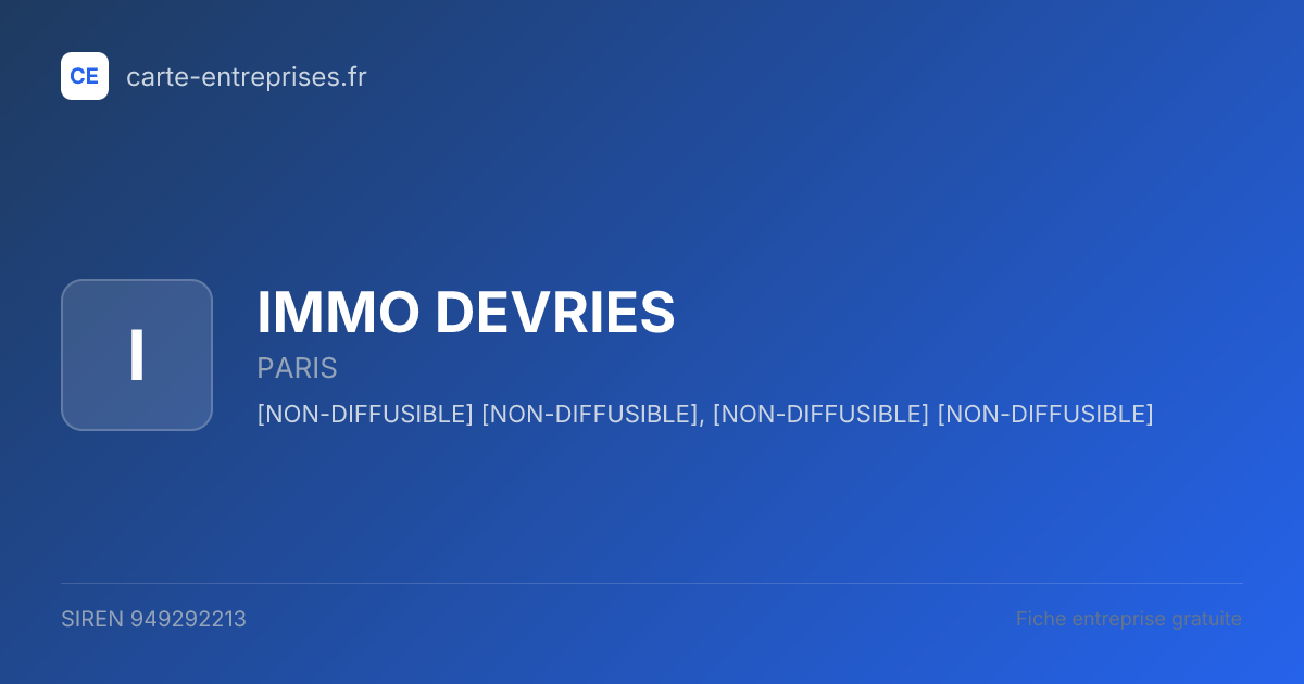IMMO DEVRIES — 949292213 — fiche entreprise