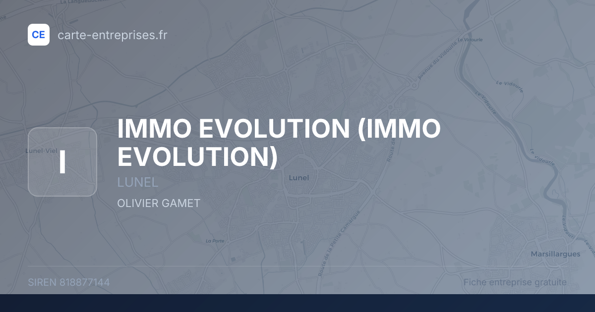 IMMO EVOLUTION — 818877144 — fiche entreprise