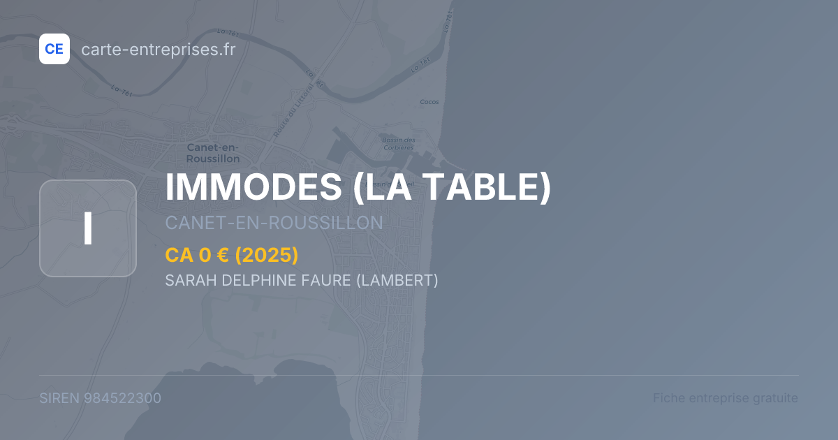 IMMODES (LA TABLE) — 984522300 — fiche entreprise