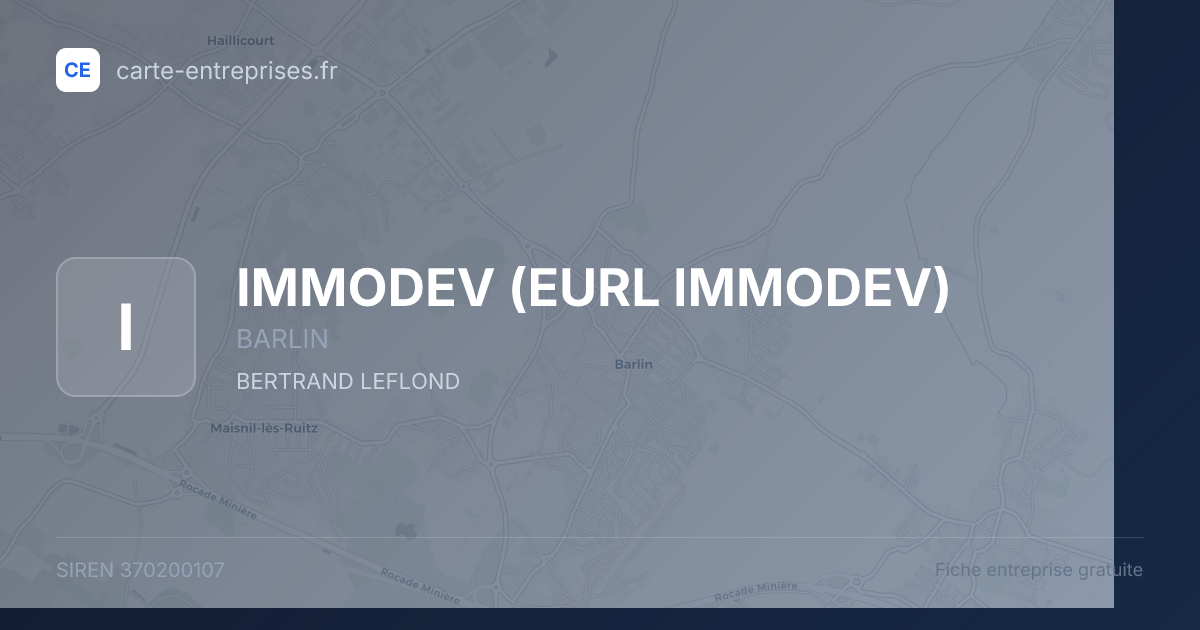 IMMODEV (EURL IMMODEV) — 370200107 — fiche entreprise