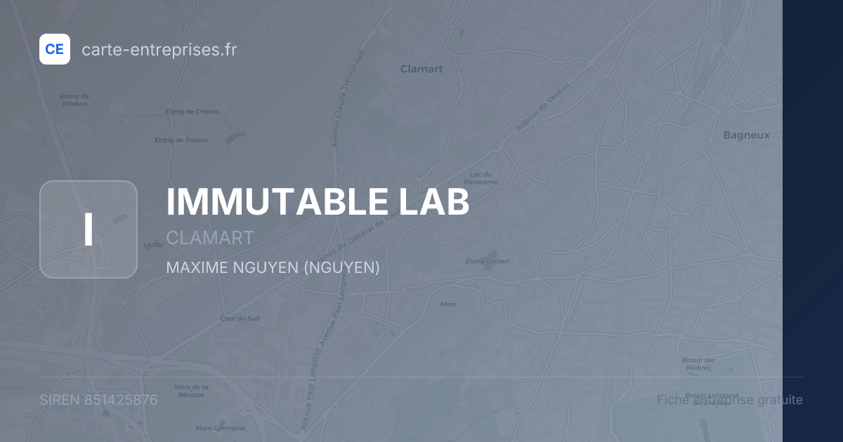 IMMUTABLE LAB — 851425876 — fiche entreprise