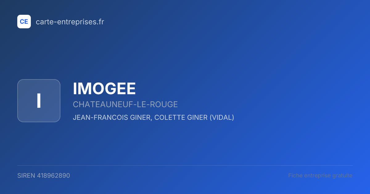 IMOGEE — 418962890 — fiche entreprise