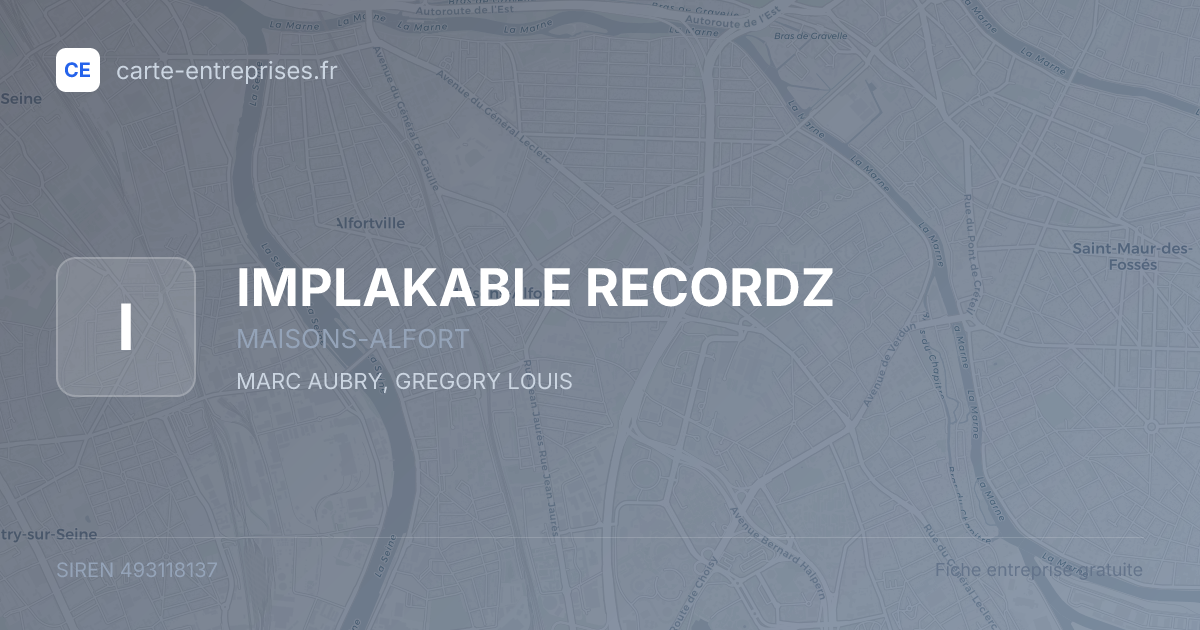 IMPLAKABLE RECORDZ — 493118137 — fiche entreprise