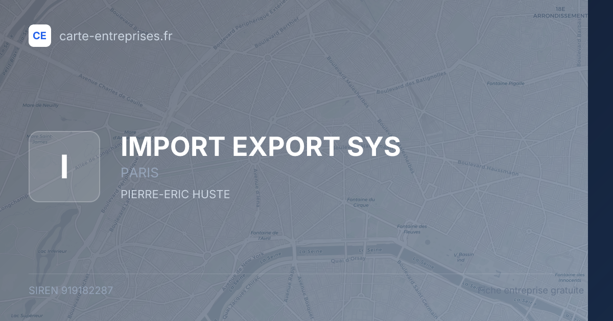 IMPORT EXPORT SYS — 919182287 — fiche entreprise