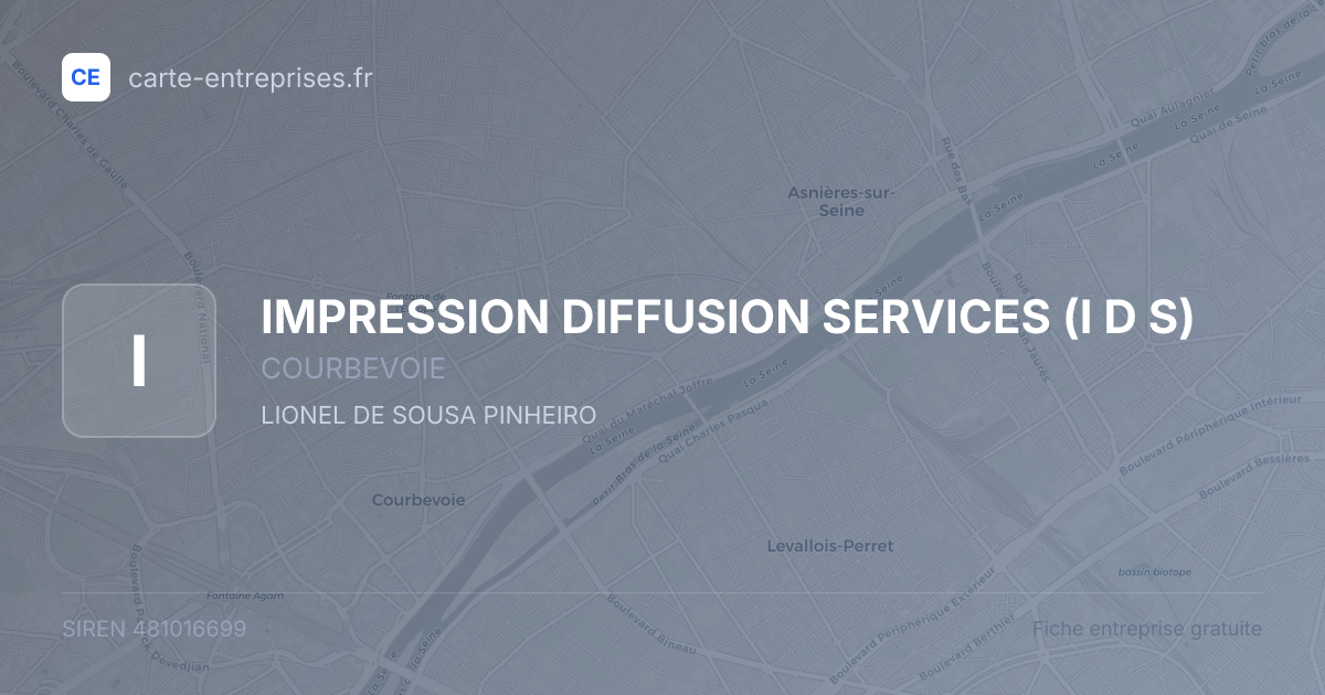 IMPRESSION DIFFUSION SERVICES (I D S) — 481016699 — fiche entreprise