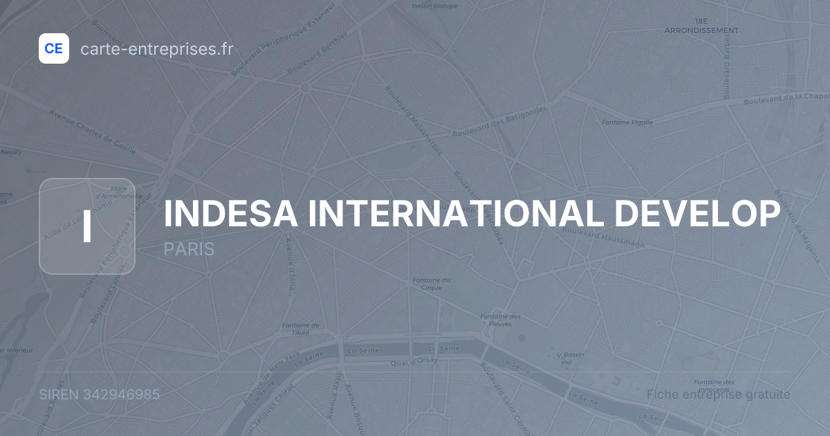 INDESA INTERNATIONAL DEVELOP — 342946985 — fiche entreprise