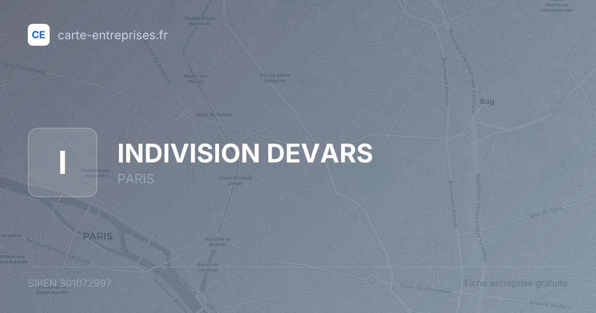 INDIVISION DEVARS — 301072997 — fiche entreprise
