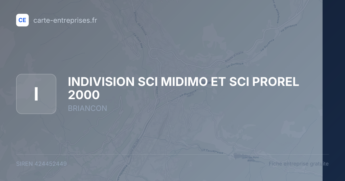 INDIVISION SCI MIDIMO ET SCI PROREL 2000 — 424452449 — fiche entreprise
