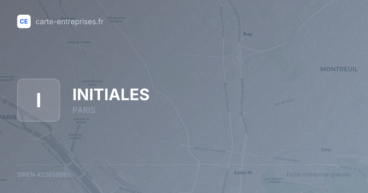 INITIALES — 423658665 — fiche entreprise