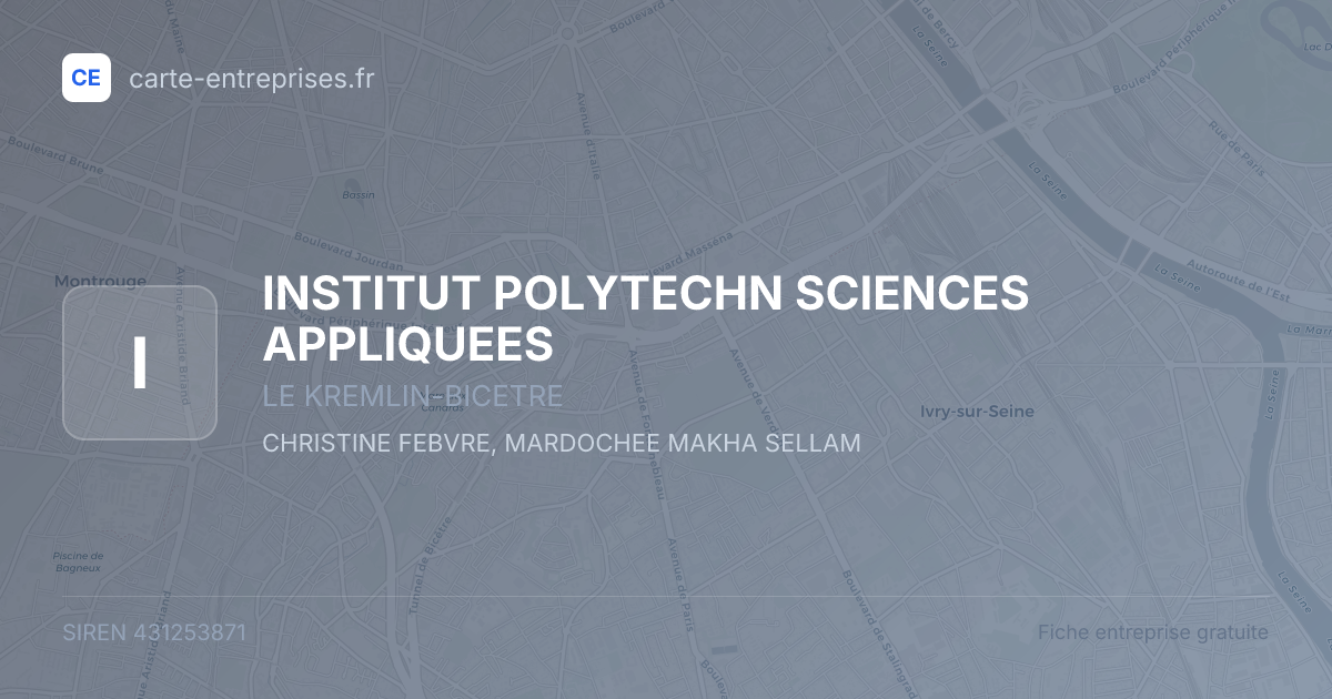 INSTITUT POLYTECHN SCIENCES APPLIQUEES — 431253871 — fiche entreprise