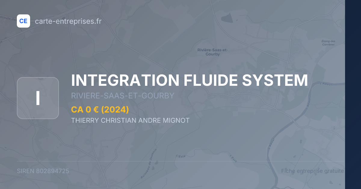 INTEGRATION FLUIDE SYSTEM — 802894725 — fiche entreprise