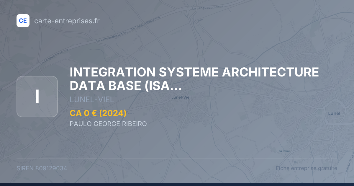 INTEGRATION SYSTEME ARCHITECTURE DATA BASE (ISADB) (ISADB) — 809129034 — fiche entreprise