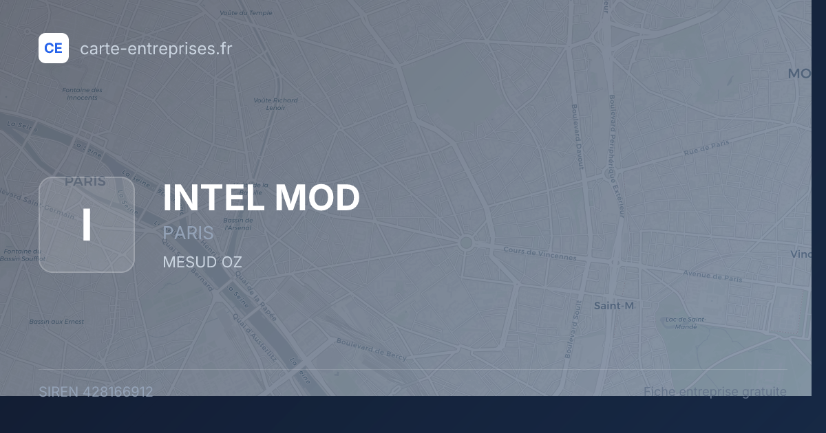 INTEL MOD — 428166912 — fiche entreprise