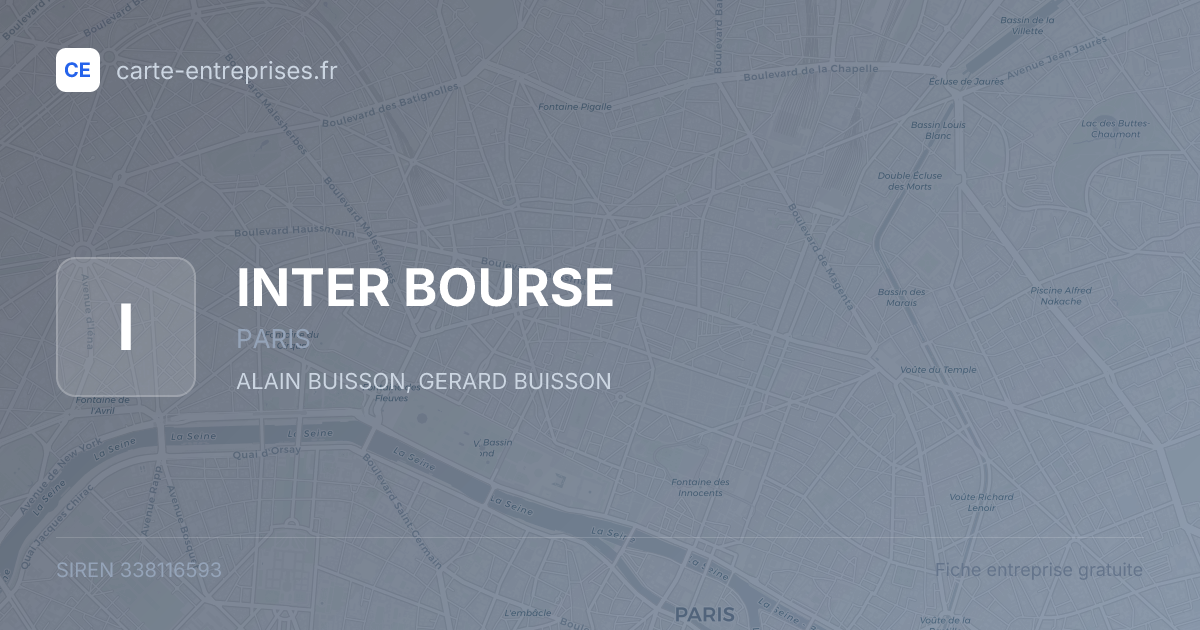 INTER BOURSE — 338116593 — fiche entreprise