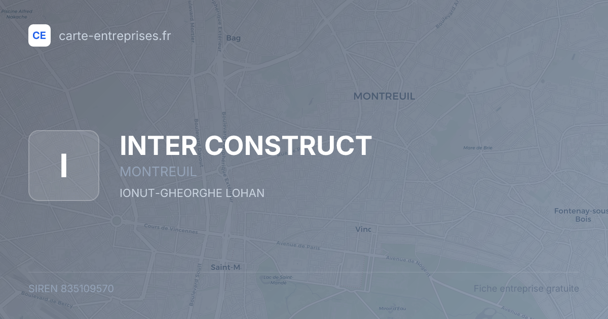 INTER CONSTRUCT — 835109570 — fiche entreprise