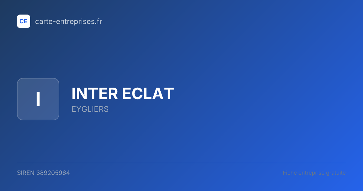 INTER ECLAT — 389205964 — fiche entreprise