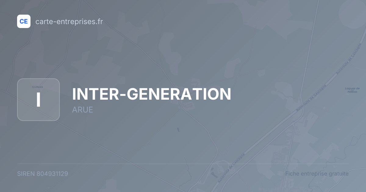 INTER-GENERATION — 804931129 — fiche entreprise