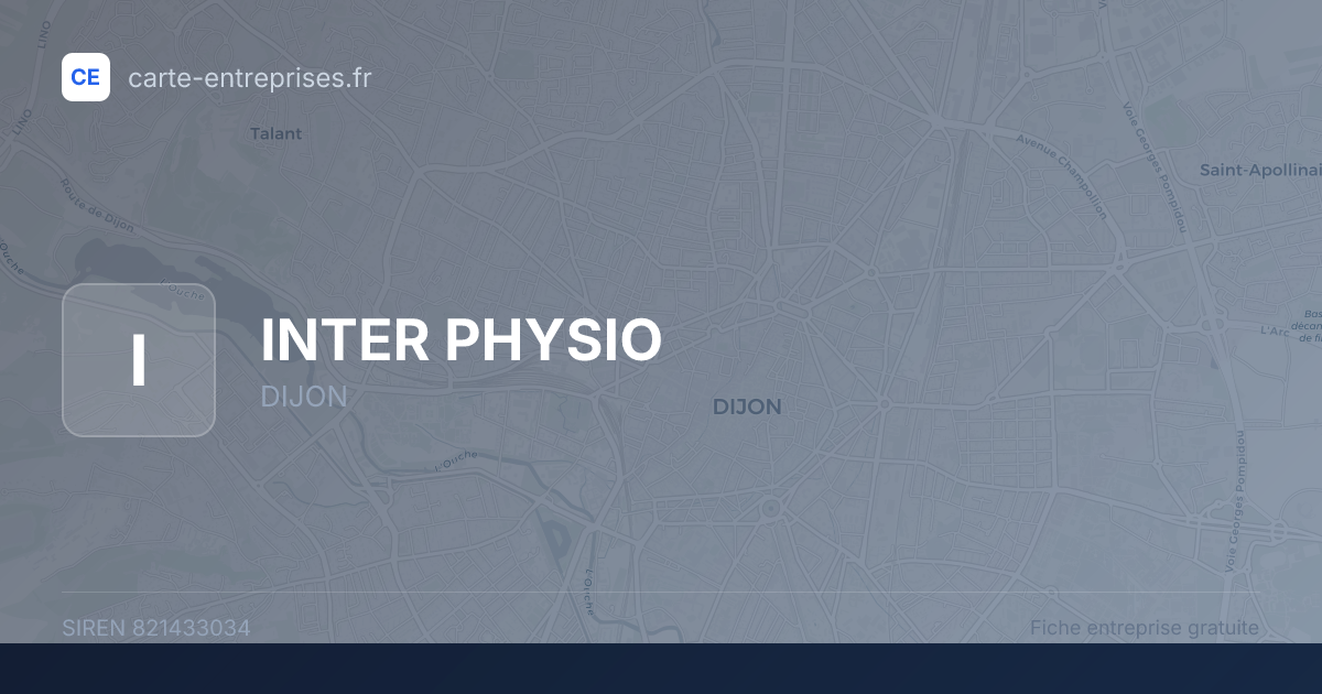 INTER PHYSIO — 821433034 — fiche entreprise