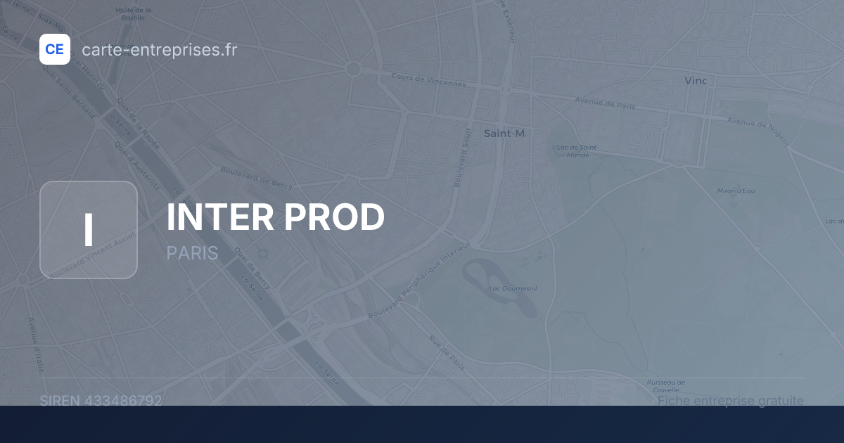 INTER PROD — 433486792 — fiche entreprise