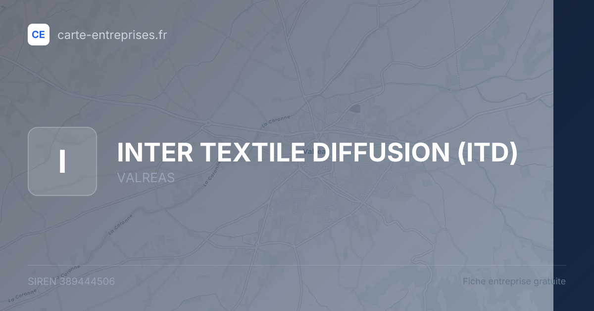 INTER TEXTILE  DIFFUSION (ITD) — 389444506 — fiche entreprise