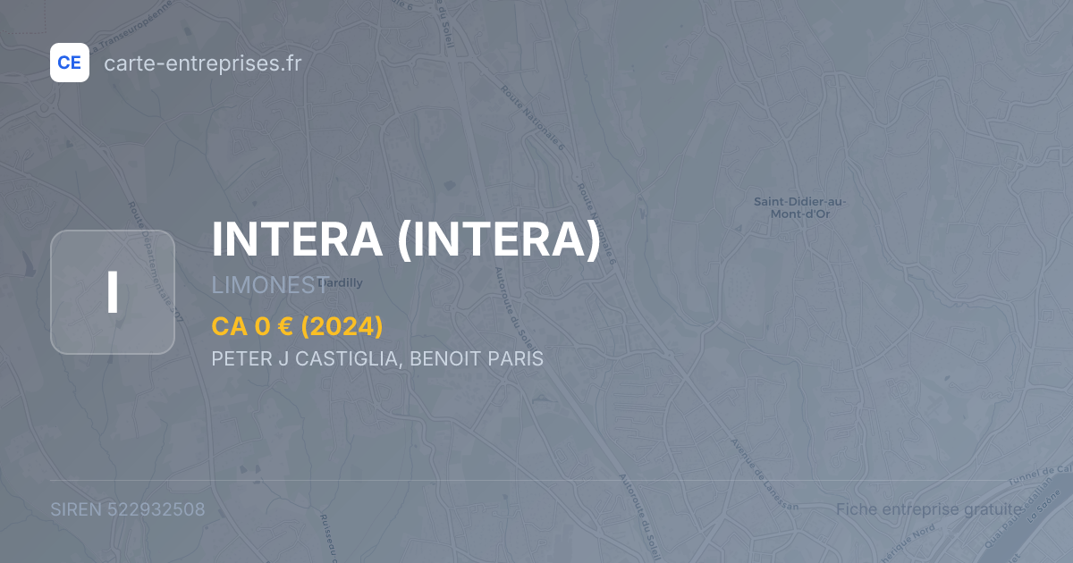 INTERA — 522932508 — fiche entreprise