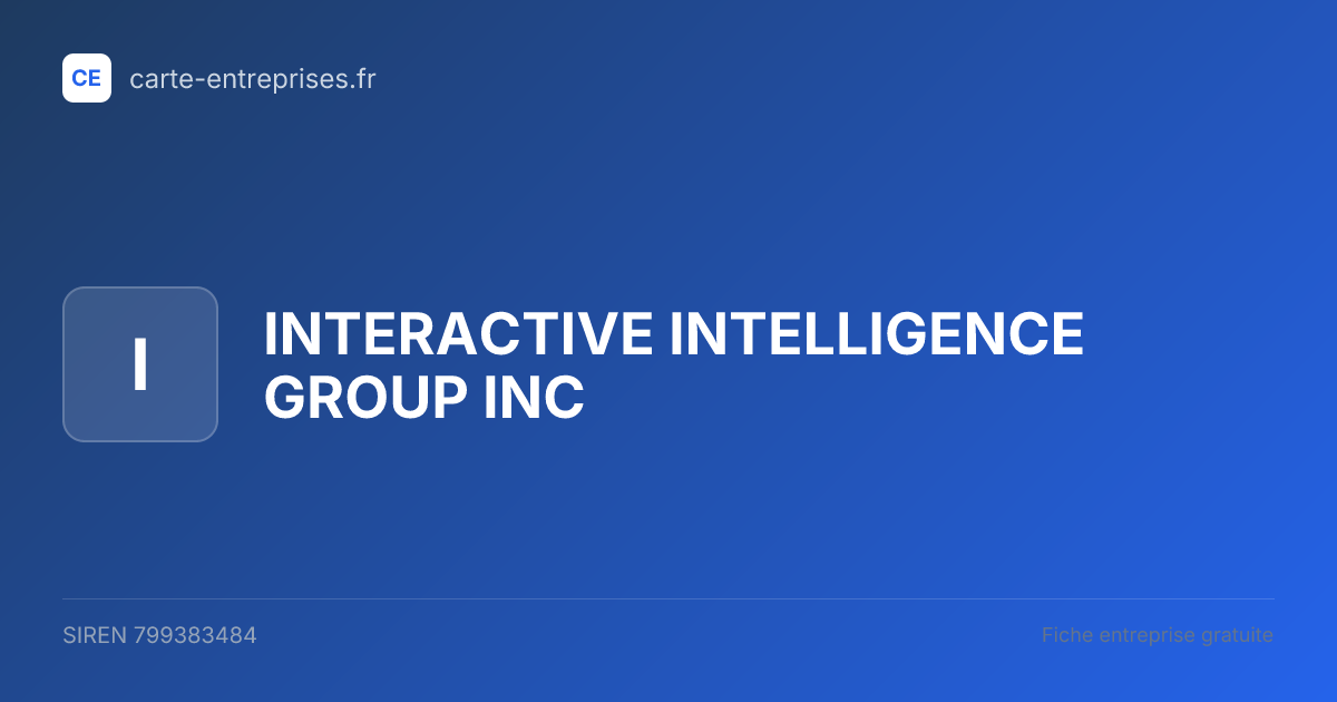 INTERACTIVE INTELLIGENCE GROUP INC — 799383484 — fiche entreprise