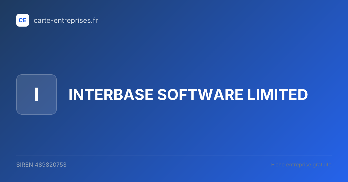 INTERBASE SOFTWARE LIMITED — 489820753 — fiche entreprise
