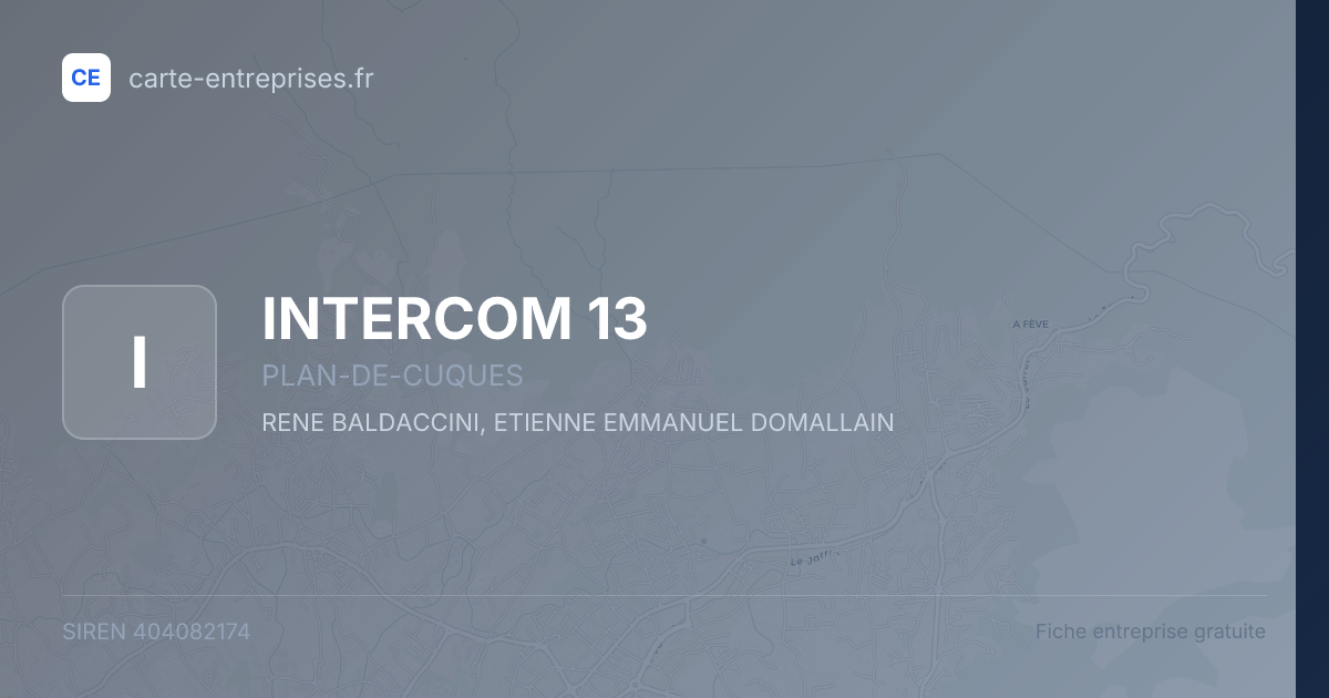 INTERCOM 13 — 404082174 — fiche entreprise