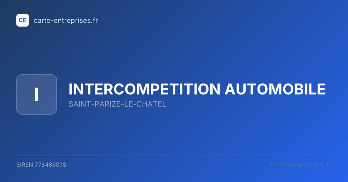 INTERCOMPETITION AUTOMOBILE — 778486878 — fiche entreprise