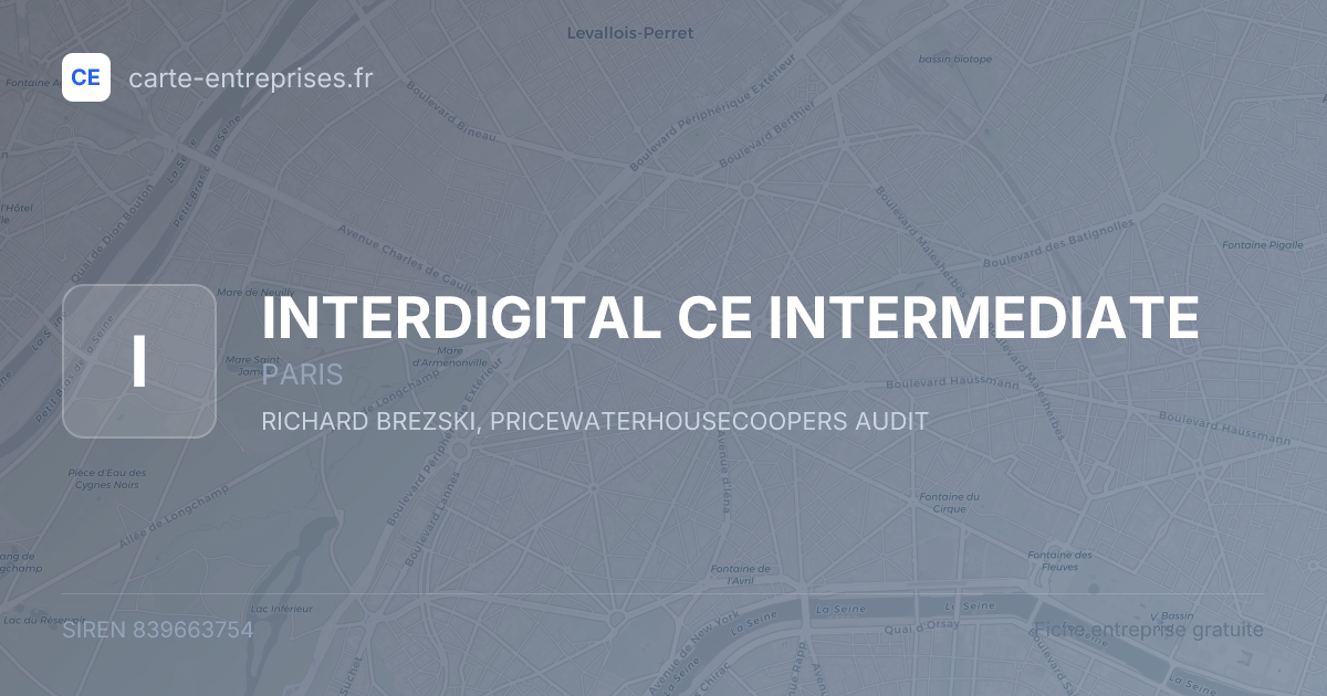 INTERDIGITAL CE INTERMEDIATE — 839663754 — fiche entreprise