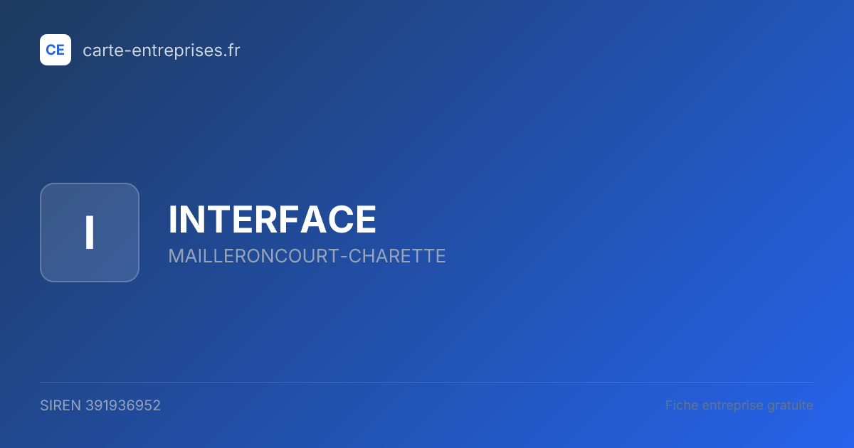 INTERFACE — 391936952 — fiche entreprise