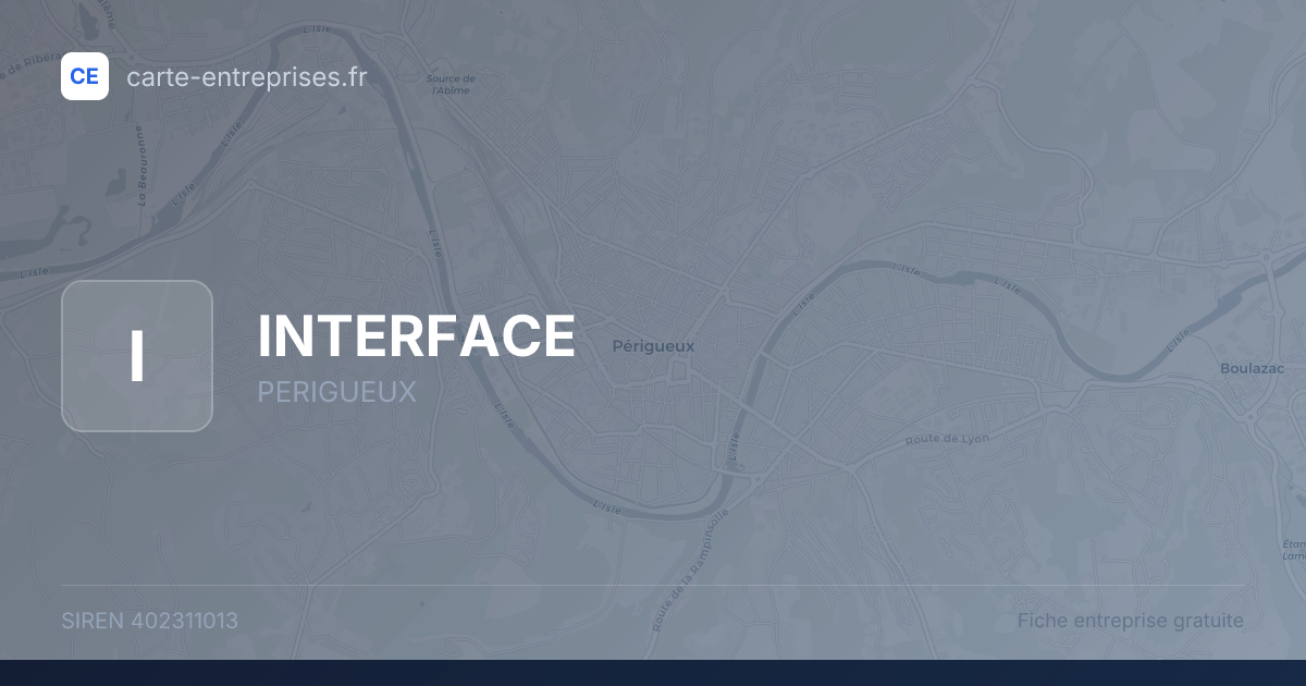 INTERFACE — 402311013 — fiche entreprise