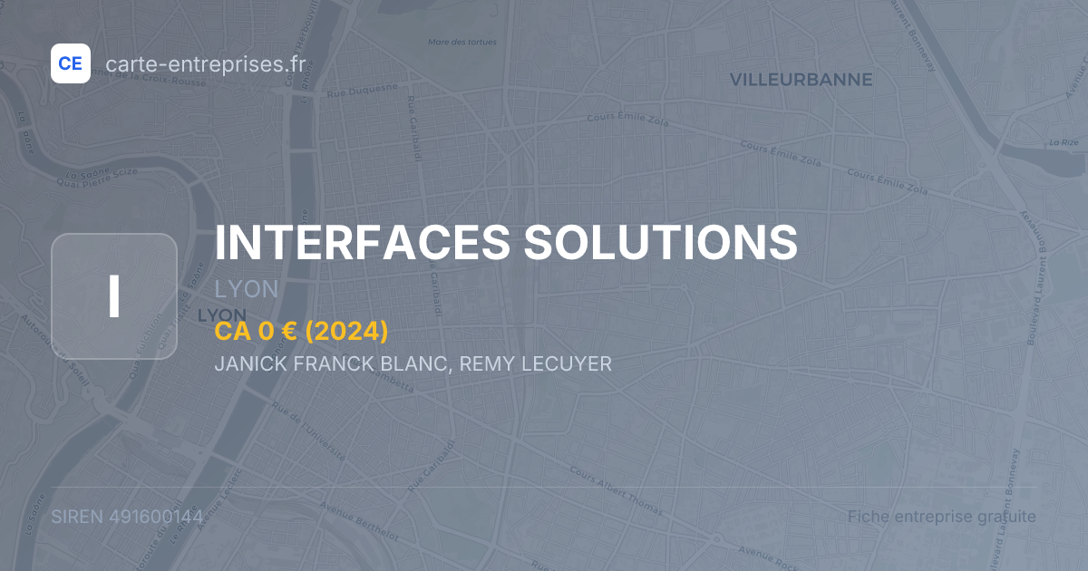 INTERFACES SOLUTIONS — 491600144 — fiche entreprise