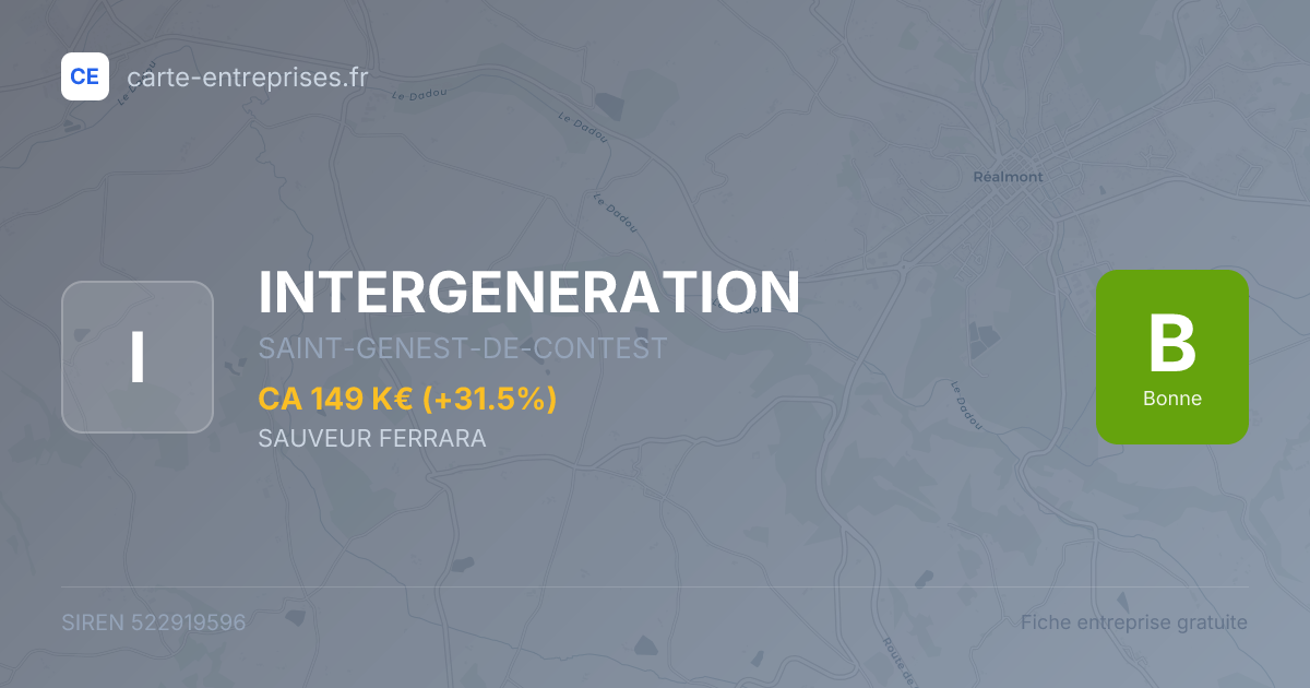 INTERGENERATION — 522919596 — fiche entreprise