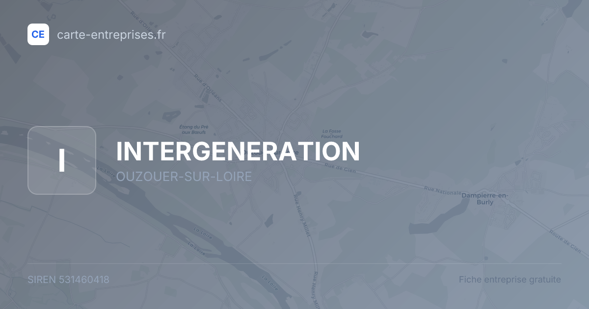 INTERGENERATION — 531460418 — fiche entreprise