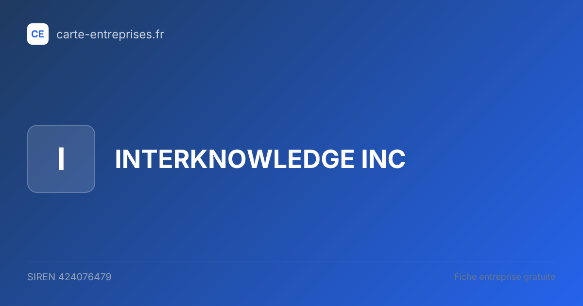 INTERKNOWLEDGE INC — 424076479 — fiche entreprise