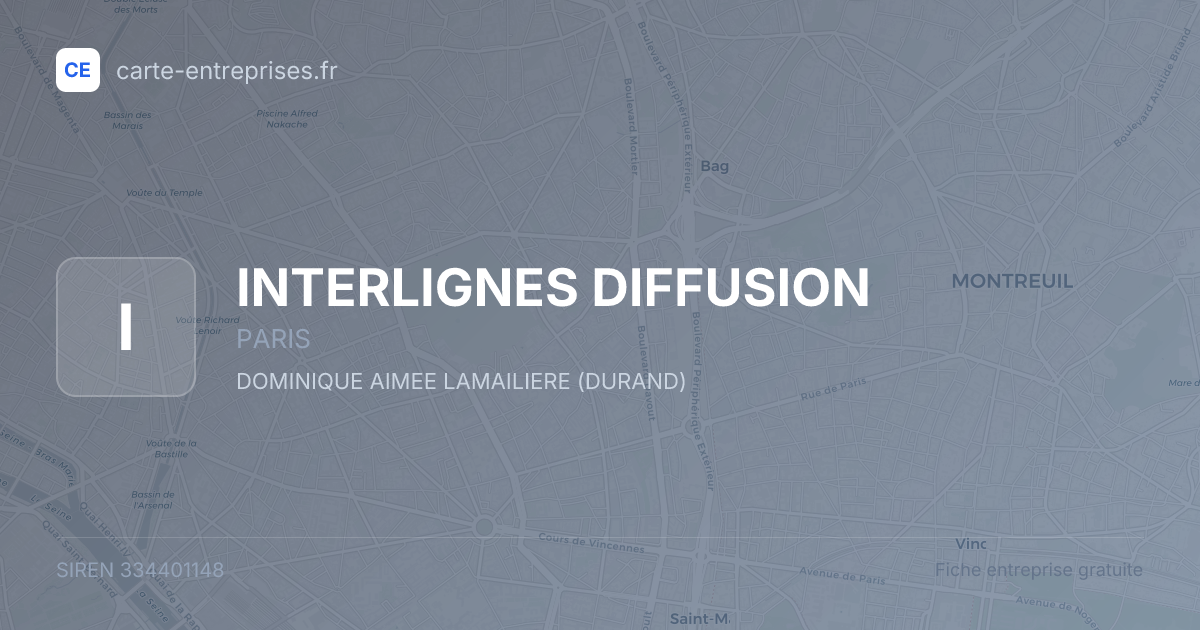 INTERLIGNES DIFFUSION — 334401148 — fiche entreprise