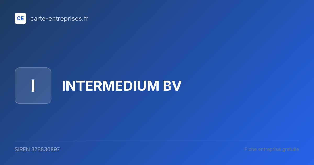 INTERMEDIUM BV — 378830897 — fiche entreprise