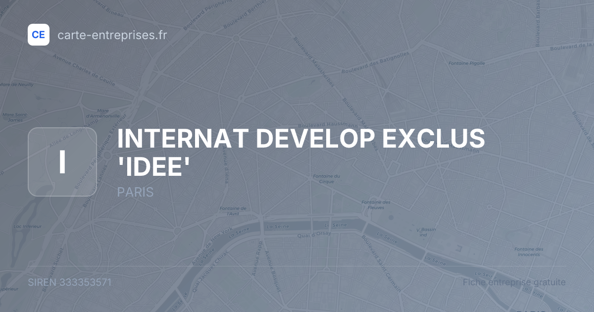 INTERNAT DEVELOP EXCLUS 'IDEE' — 333353571 — fiche entreprise